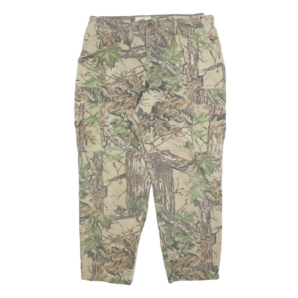 REDHEAD Mens Relaxed Cotton Blend Beige Camouflage Cargo Trousers W39 L30