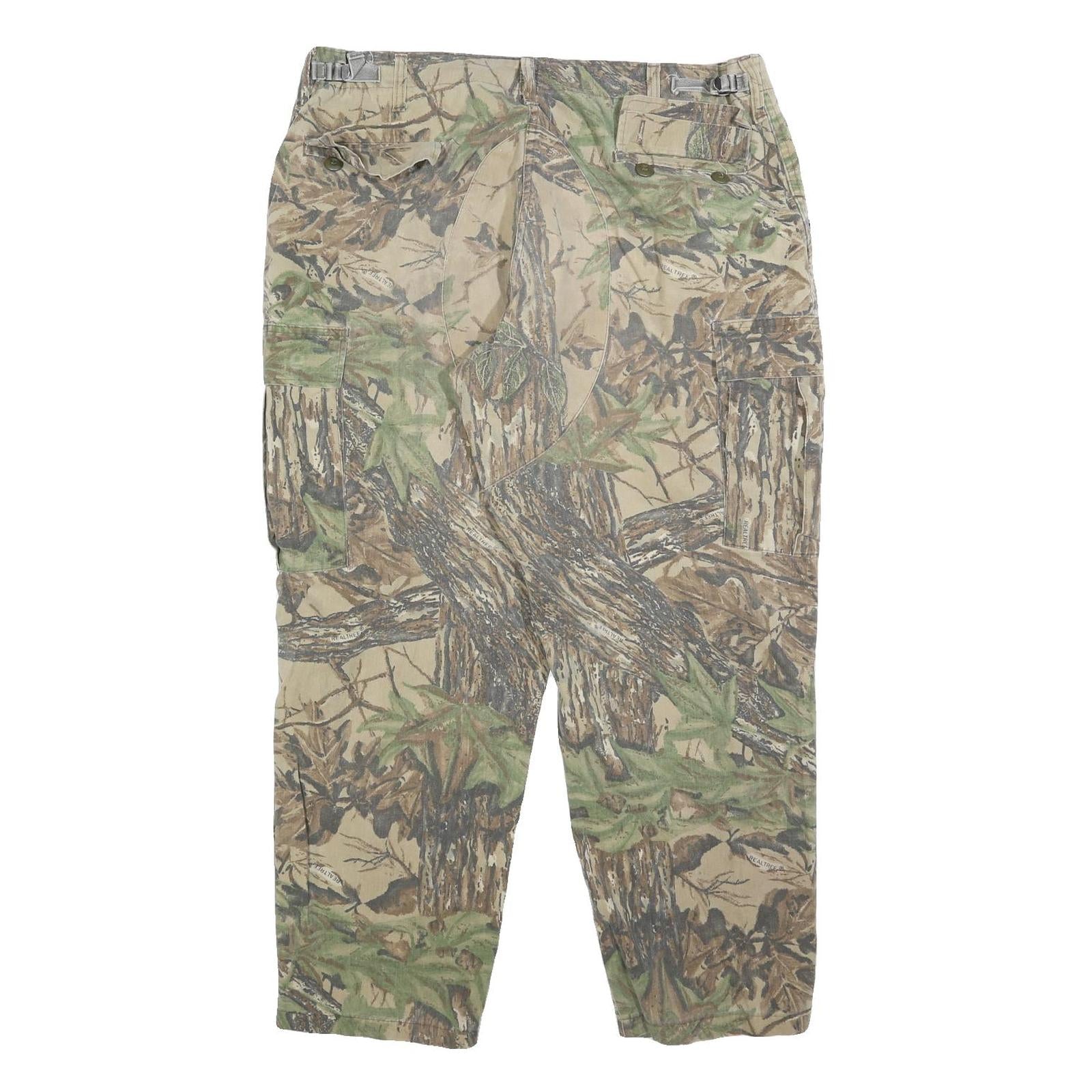 REDHEAD Mens Relaxed Cotton Blend Beige Camouflage Cargo Trousers W39 L30