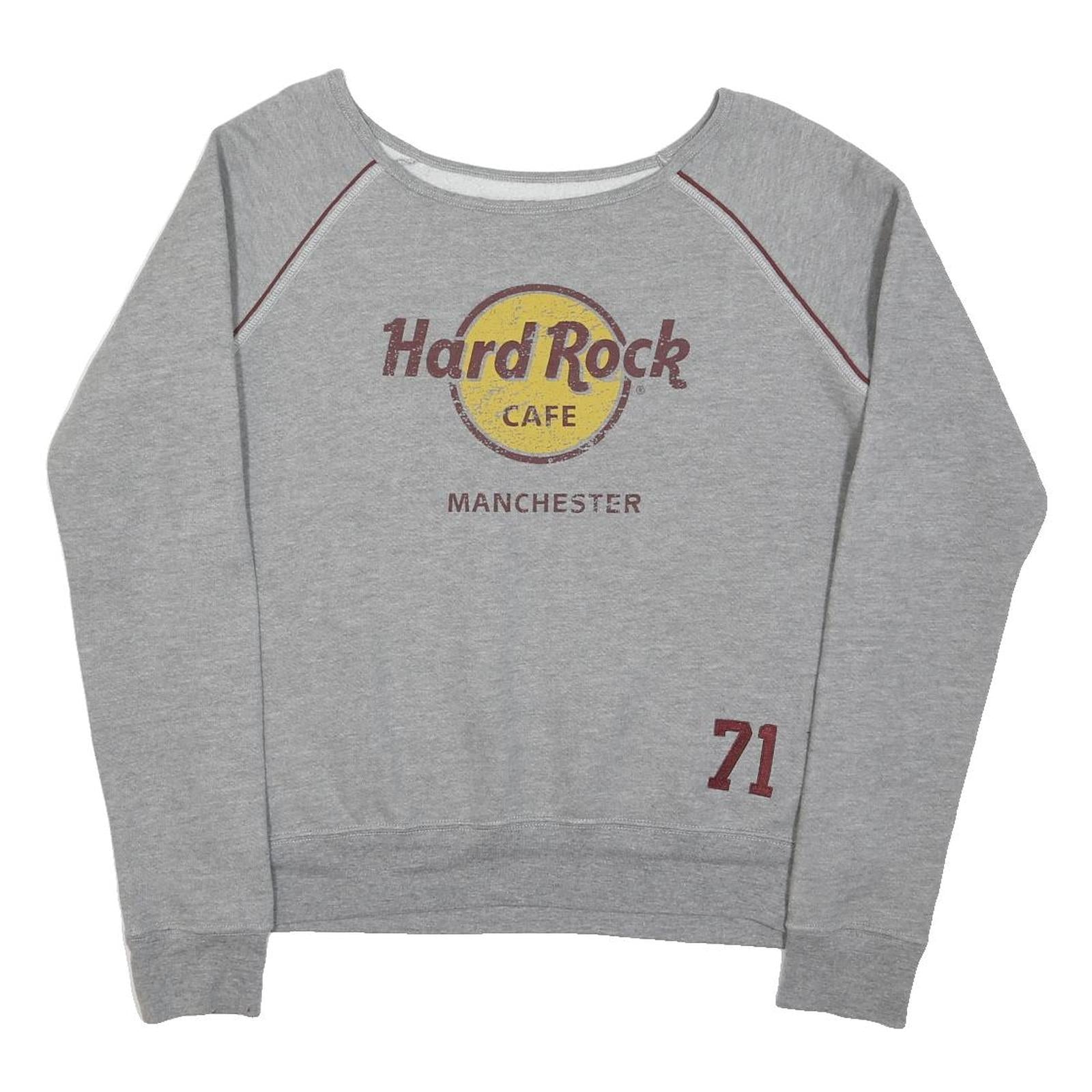 HARD ROCK CAFE Womens Grey Manchester Crew Neck L Sweatshirt Vintage Style