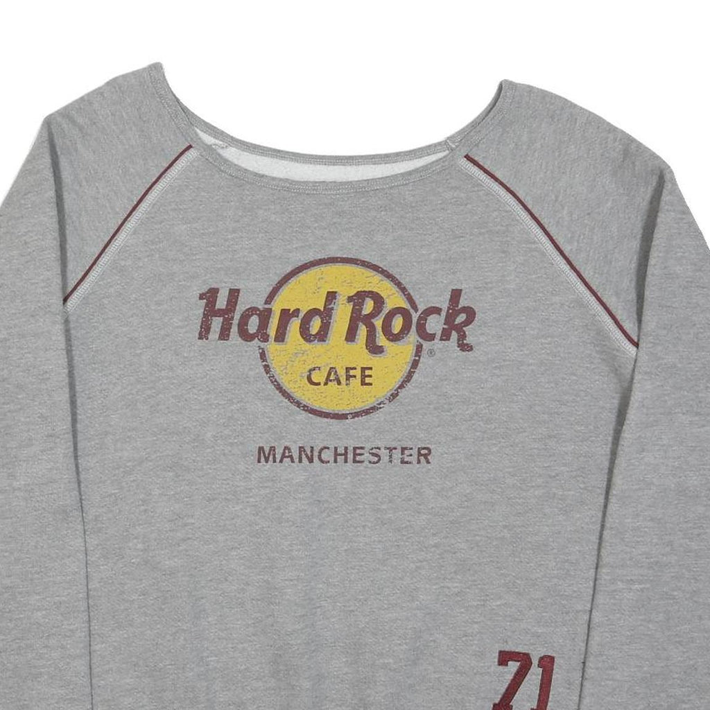 HARD ROCK CAFE Womens Grey Manchester Crew Neck L Sweatshirt Vintage Style