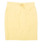 Belted Womens Straight Skirt Yellow Knee Length M