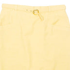 Belted Womens Straight Skirt Yellow Knee Length M