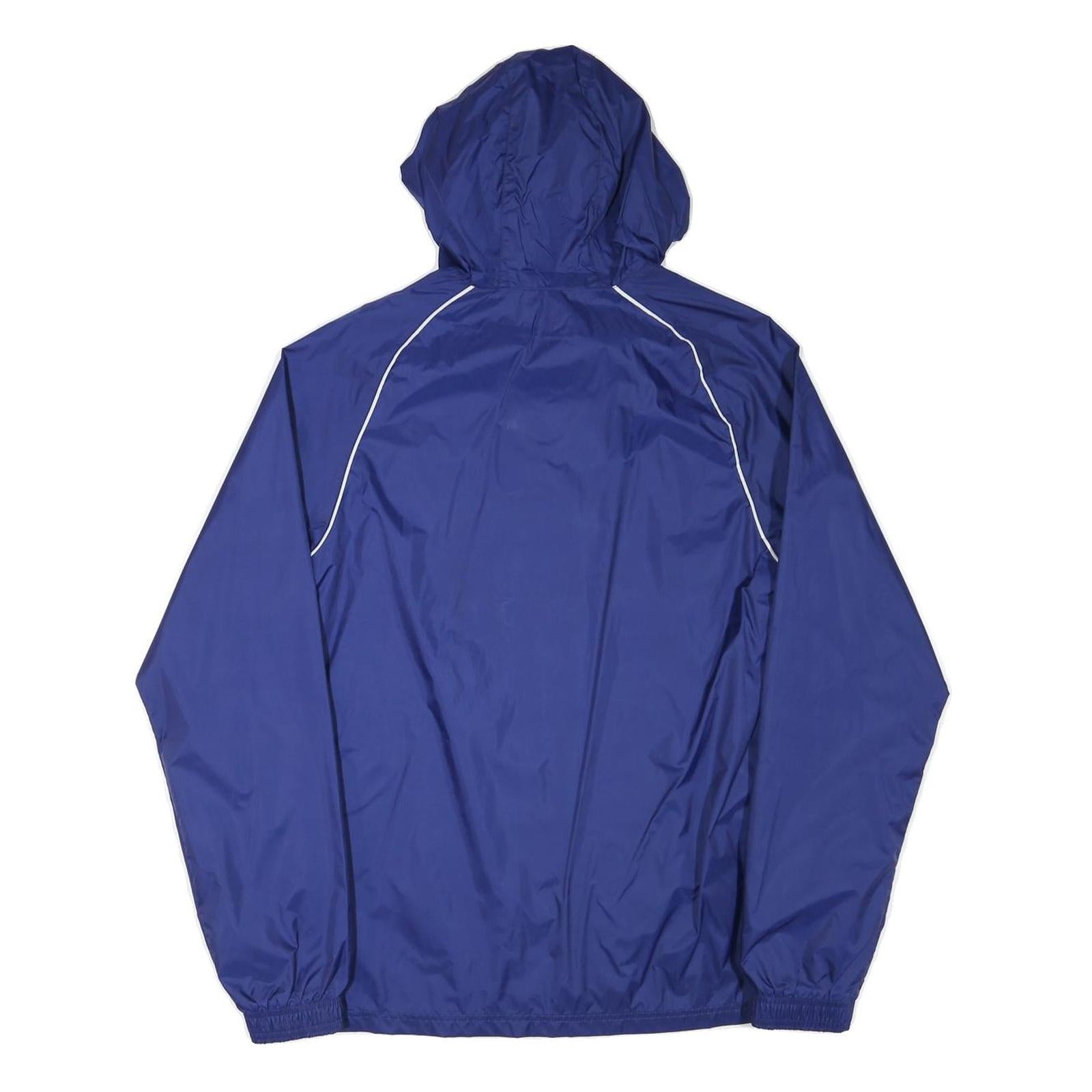 ADIDAS Mens Blue Nylon Jacket S Zip Hooded Plain Sportswear Lightweight