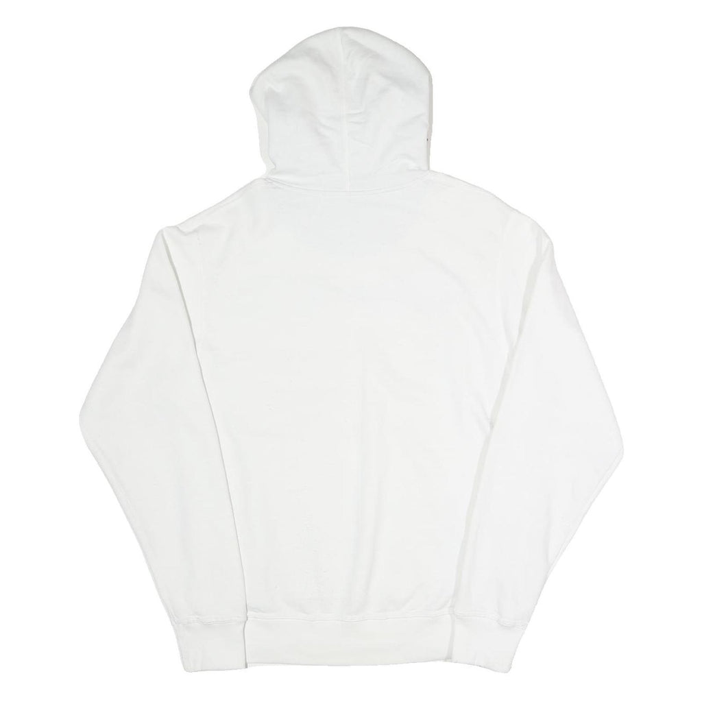 CHAMPION Mens White Cotton Blend Pullover Hoodie S Logo Script Chest