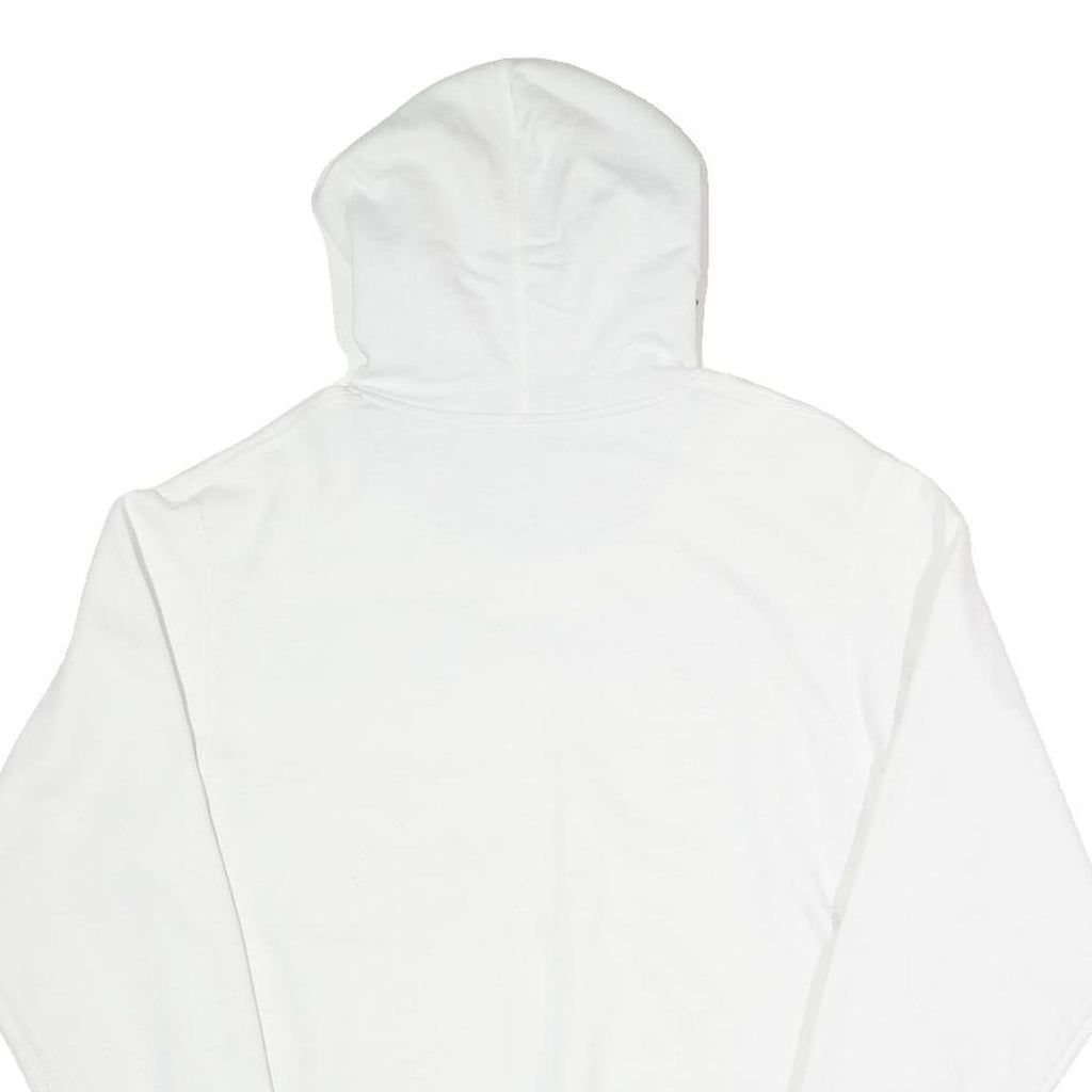 CHAMPION Mens White Cotton Blend Pullover Hoodie S Logo Script Chest