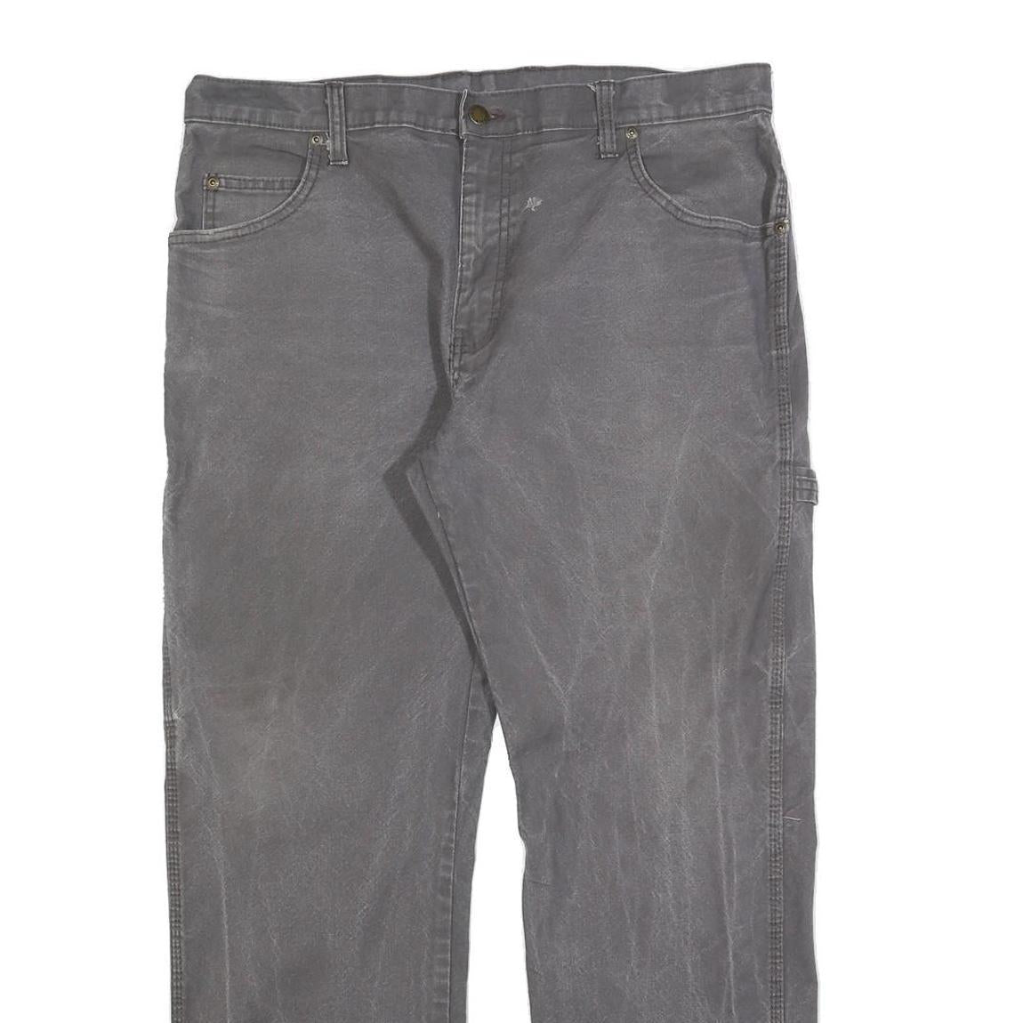 DICKIES Mens Cotton Blend Grey Workwear Regular Straight Leg Trousers W34 L30