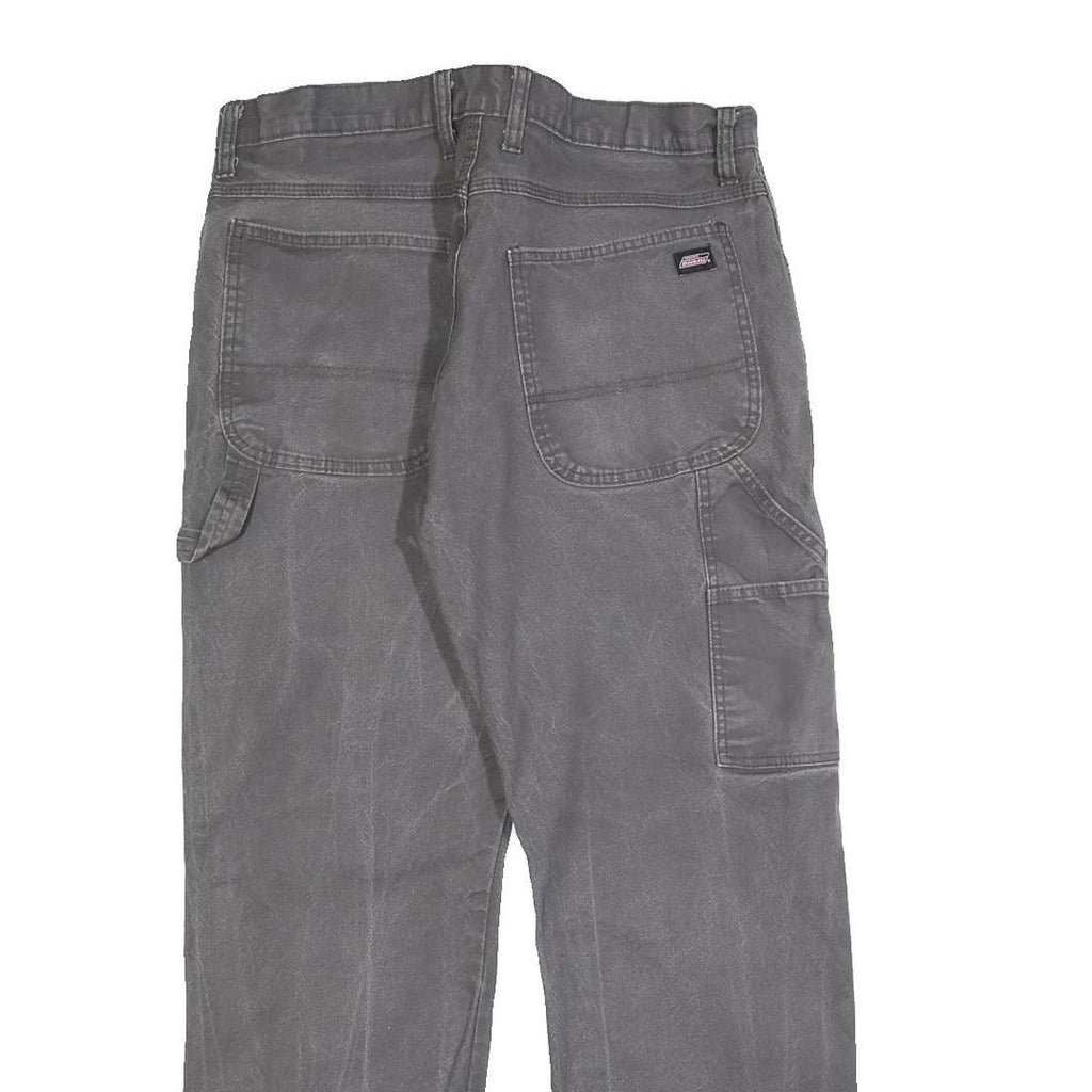 DICKIES Mens Cotton Blend Grey Workwear Regular Straight Leg Trousers W34 L30