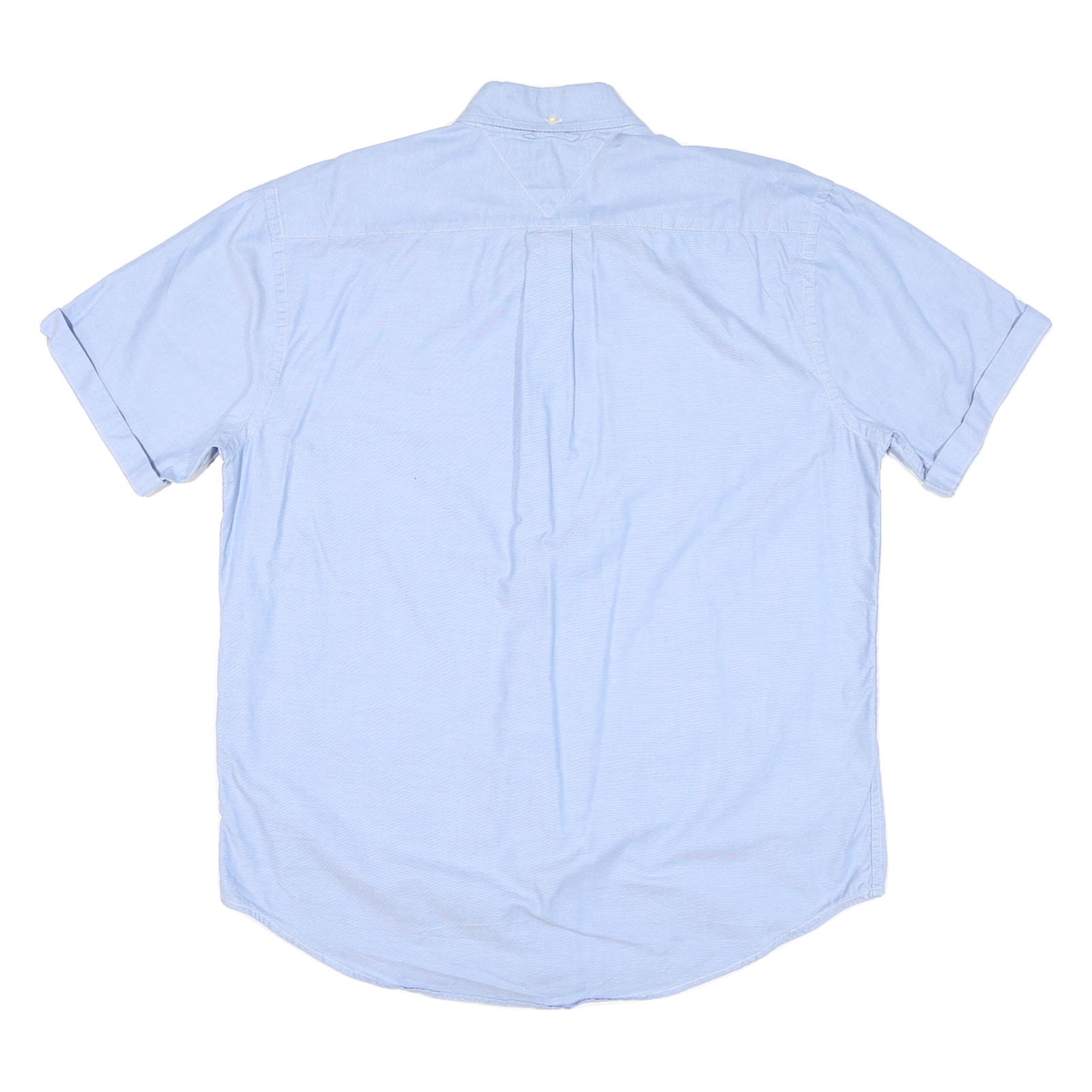 TOMMY HILFIGER Mens Blue Button-Down Short Sleeve Shirt M Classic Cotton Blend