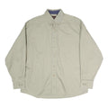 HAGGAR Mens Beige Cotton Shirt L Button-Down Collar Long Sleeve Classic Fit