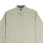 HAGGAR Mens Beige Cotton Shirt L Button-Down Collar Long Sleeve Classic Fit