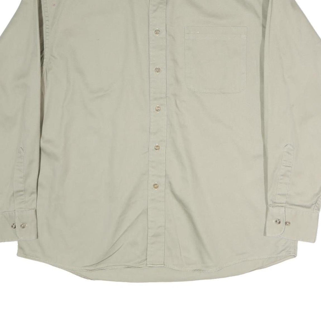 HAGGAR Mens Beige Cotton Shirt L Button-Down Collar Long Sleeve Classic Fit