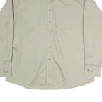 HAGGAR Mens Beige Cotton Shirt L Button-Down Collar Long Sleeve Classic Fit