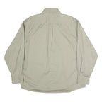 HAGGAR Mens Beige Cotton Shirt L Button-Down Collar Long Sleeve Classic Fit