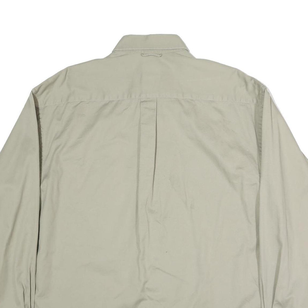 HAGGAR Mens Beige Cotton Shirt L Button-Down Collar Long Sleeve Classic Fit