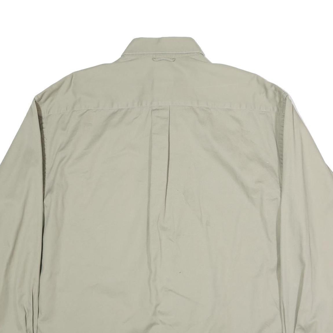 HAGGAR Mens Beige Cotton Shirt L Button-Down Collar Long Sleeve Classic Fit