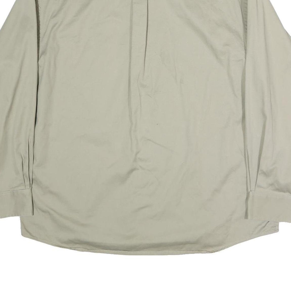 HAGGAR Mens Beige Cotton Shirt L Button-Down Collar Long Sleeve Classic Fit