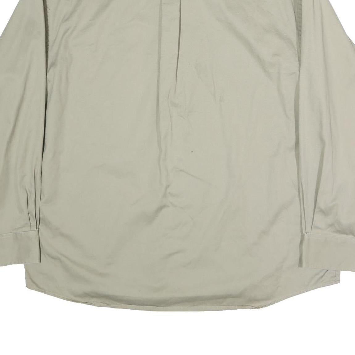 HAGGAR Mens Beige Cotton Shirt L Button-Down Collar Long Sleeve Classic Fit