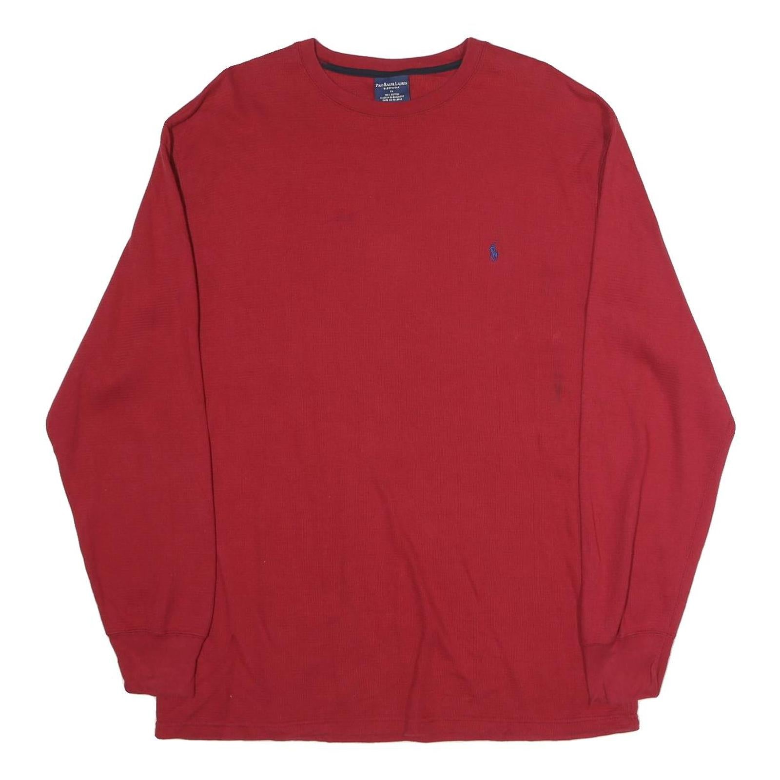 POLO RALPH LAUREN Mens Red XL Long Sleeve Crew Neck Cotton Classic T-Shirt