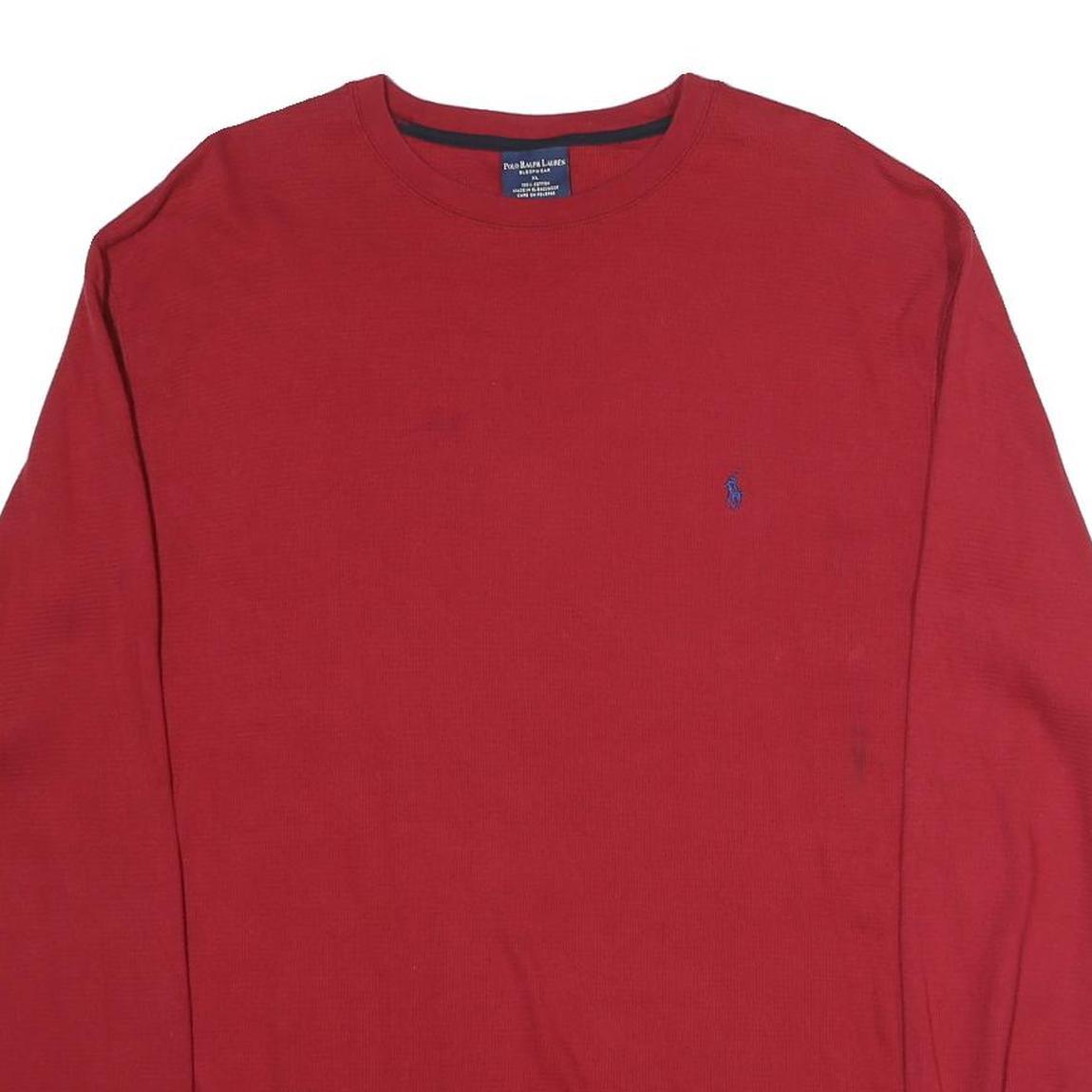 POLO RALPH LAUREN Mens Red XL Long Sleeve Crew Neck Cotton Classic T-Shirt
