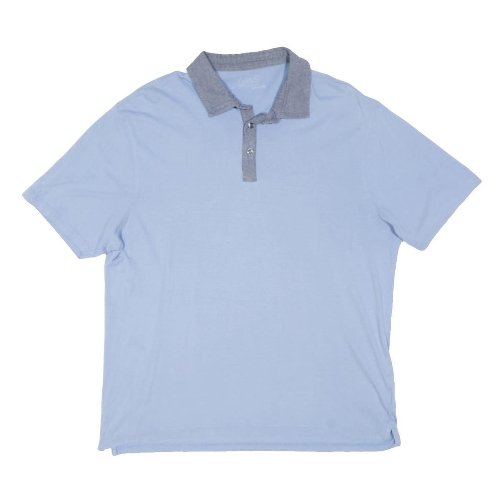 M&S Mens Blue Polo Shirt L Cotton Blend Casual Short Sleeve Summer