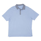 M&S Mens Blue Polo Shirt L Cotton Blend Casual Short Sleeve Summer