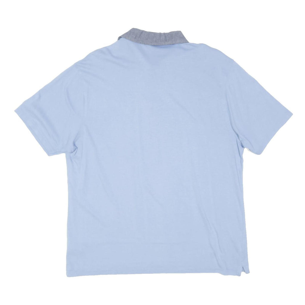 M&S Mens Blue Polo Shirt L Cotton Blend Casual Short Sleeve Summer