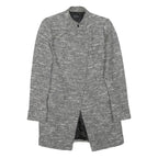 ZARA BASIC Womens Grey Button Jacket S Polyester Blend Plain Stylish Long Sleeve