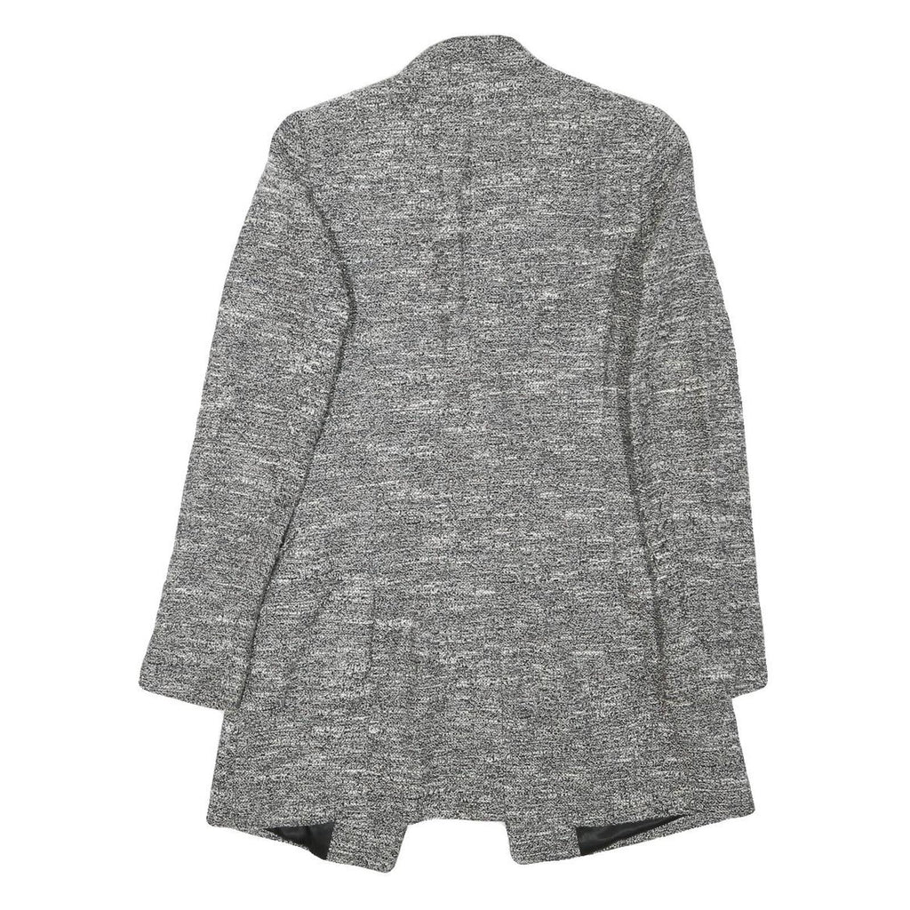 ZARA BASIC Womens Grey Button Jacket S Polyester Blend Plain Stylish Long Sleeve
