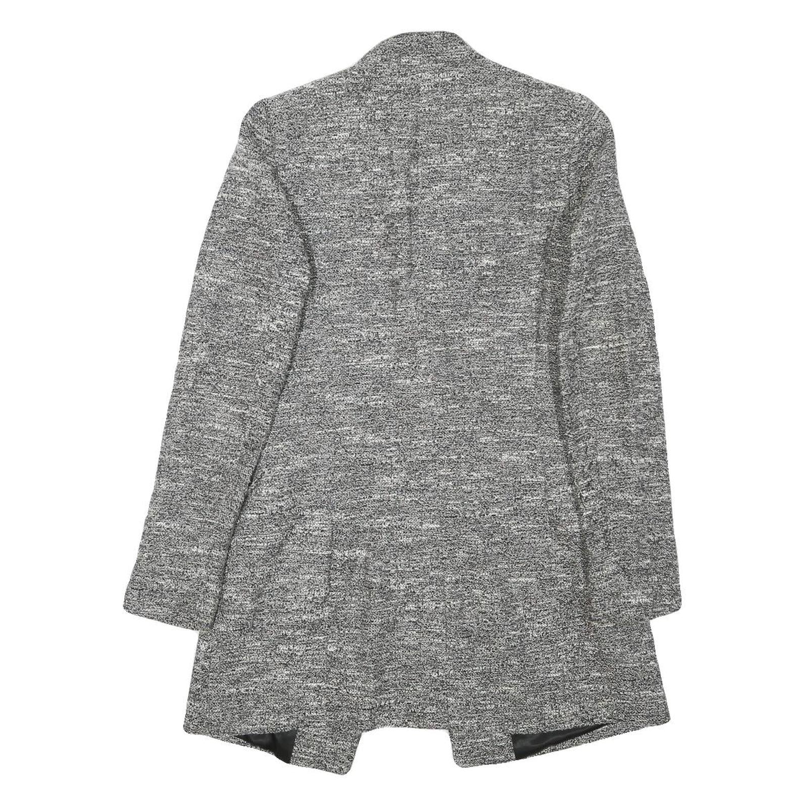 ZARA BASIC Womens Grey Button Jacket S Polyester Blend Plain Stylish Long Sleeve