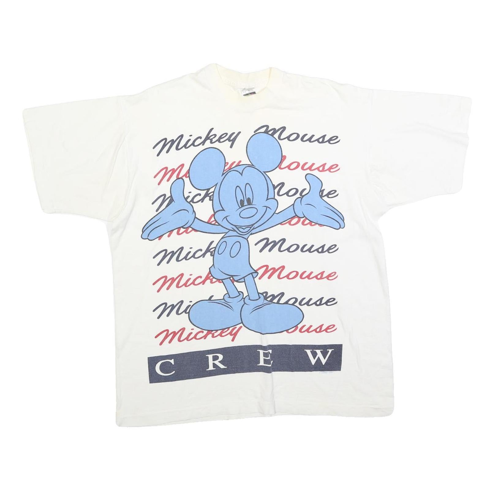 MICKEY UNLIMITED Mens White Blue & Red Graphic T-Shirt One Size Short Sleeve