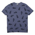 REISS Womens Blue T-Shirt S Short Sleeve Round Neck Feather Print Cotton Blend