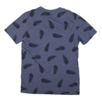 REISS Womens Blue T-Shirt S Short Sleeve Round Neck Feather Print Cotton Blend