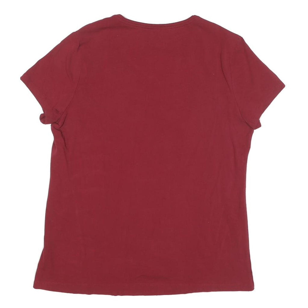 NAUTICA Womens Red Classic T-Shirt XL Short Sleeve V-Neck Cotton Blend