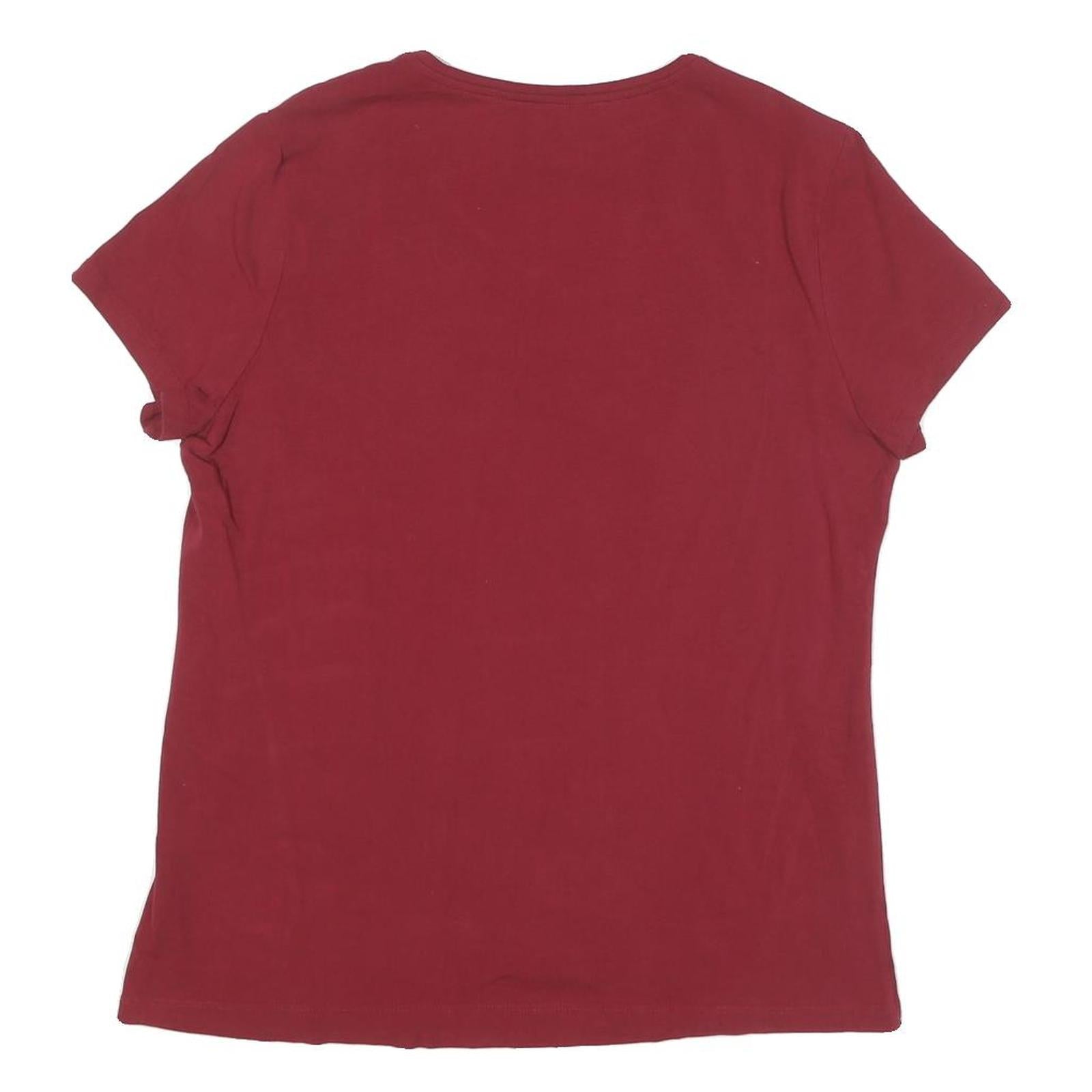 NAUTICA Womens Red Classic T-Shirt XL Short Sleeve V-Neck Cotton Blend