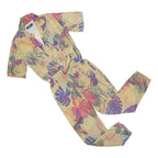 DESIGUAL Womens Yellow & Purple Floral Playsuit Lyocell L Button Collar