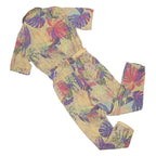 DESIGUAL Womens Yellow & Purple Floral Playsuit Lyocell L Button Collar