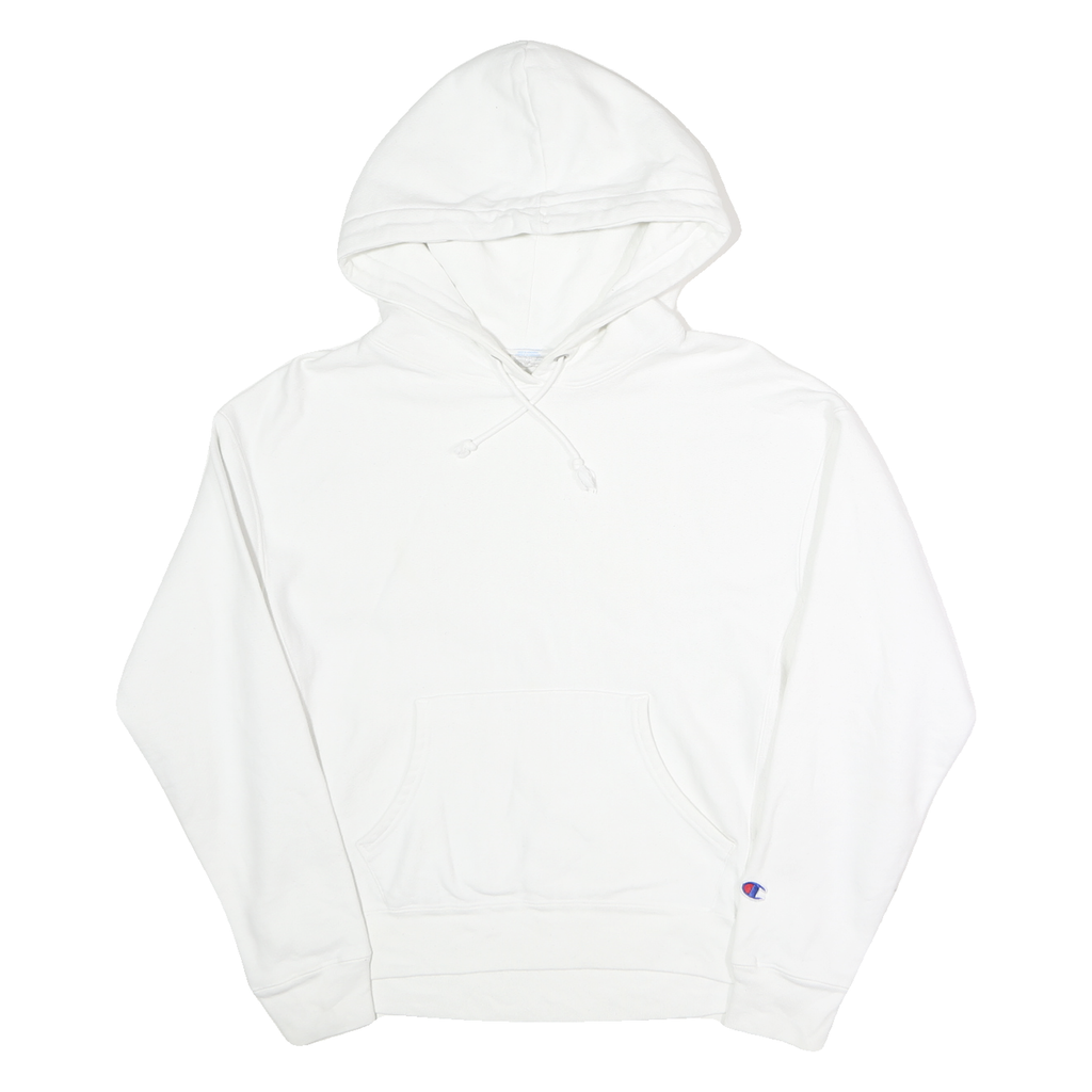 CHAMPION REVERSE WEAVE Mens White Pullover Hoodie L Classic Cotton Sweatshirt