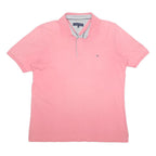 TOMMY HILFIGER Mens Pink Short Sleeve Plain 2XL Cotton Polo Shirt Casual