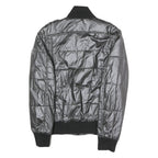 GUESS Mens Black Polyester Blend Zip Bomber Jacket M Shiny Padded Quilted