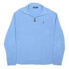POLO RALPH LAUREN Mens Blue Jumper Plain Crew Neck Basic Knit L Cotton Blend
