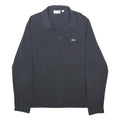 LACOSTE Mens Blue Long Sleeve Plain 3XL Cotton Polo Shirt Classic Fit