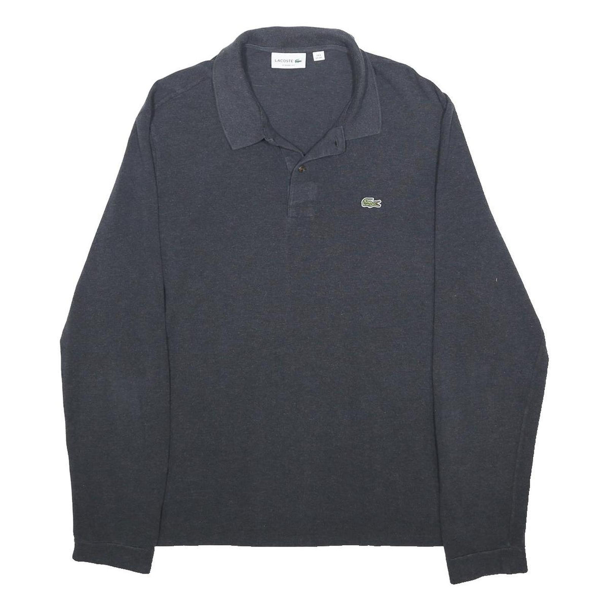 LACOSTE Mens Blue Long Sleeve Plain 3XL Cotton Polo Shirt Classic Fit