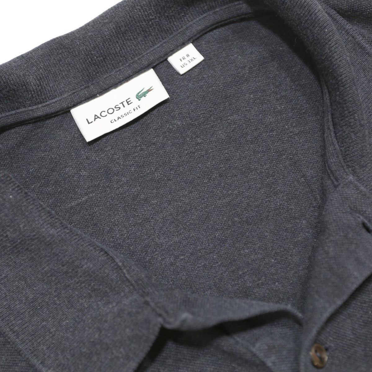 LACOSTE Mens Blue Long Sleeve Plain 3XL Cotton Polo Shirt Classic Fit