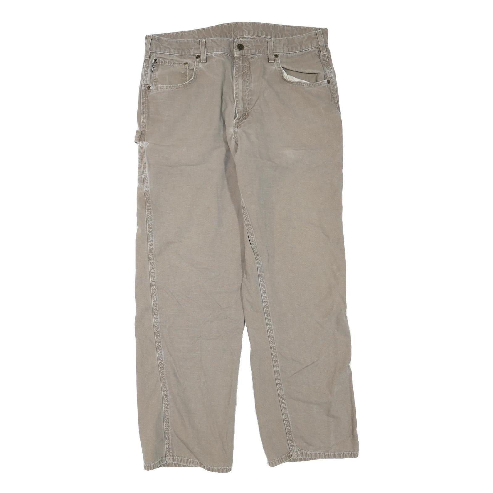 CARHARTT Mens Jeans Beige Regular Straight Denim Rinse W36 L32 Workwear Durable