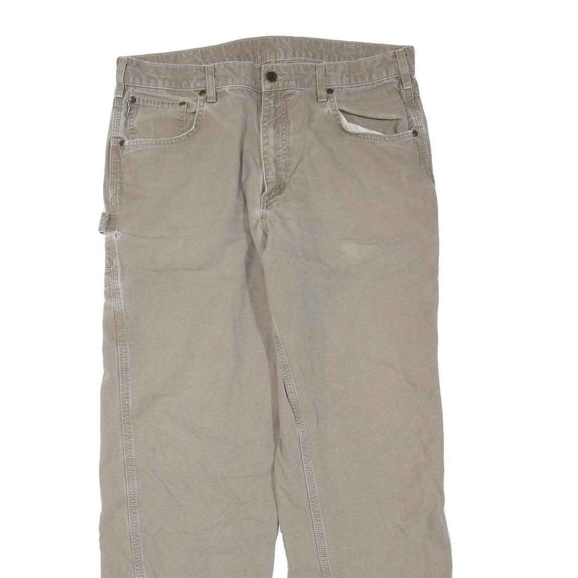 CARHARTT Mens Jeans Beige Regular Straight Denim Rinse W36 L32 Workwear Durable