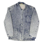 Womens Blue Acid Wash Plain Button Cotton Jacket M Denim Casual Outerwear