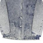 Womens Blue Acid Wash Plain Button Cotton Jacket M Denim Casual Outerwear