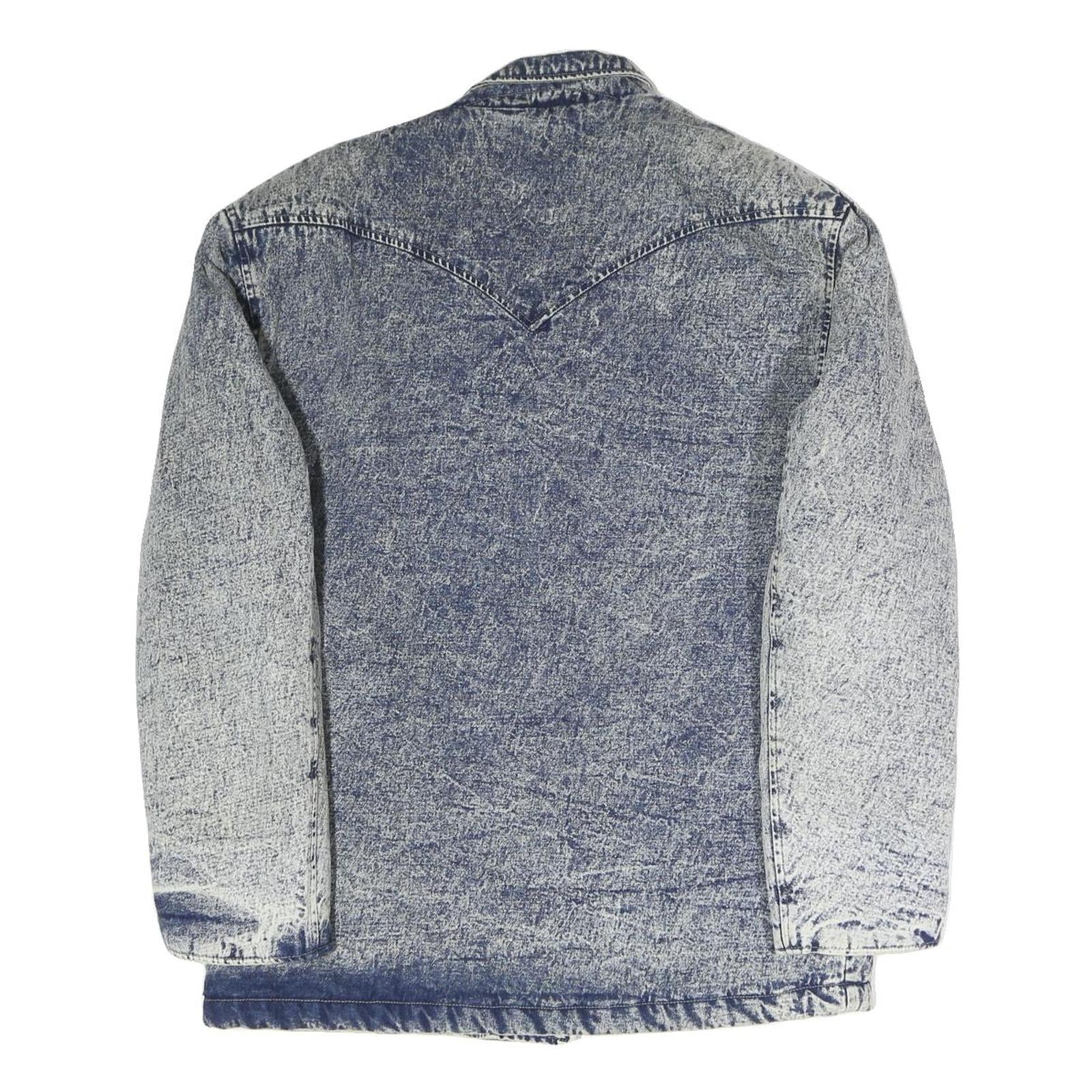 Womens Blue Acid Wash Plain Button Cotton Jacket M Denim Casual Outerwear