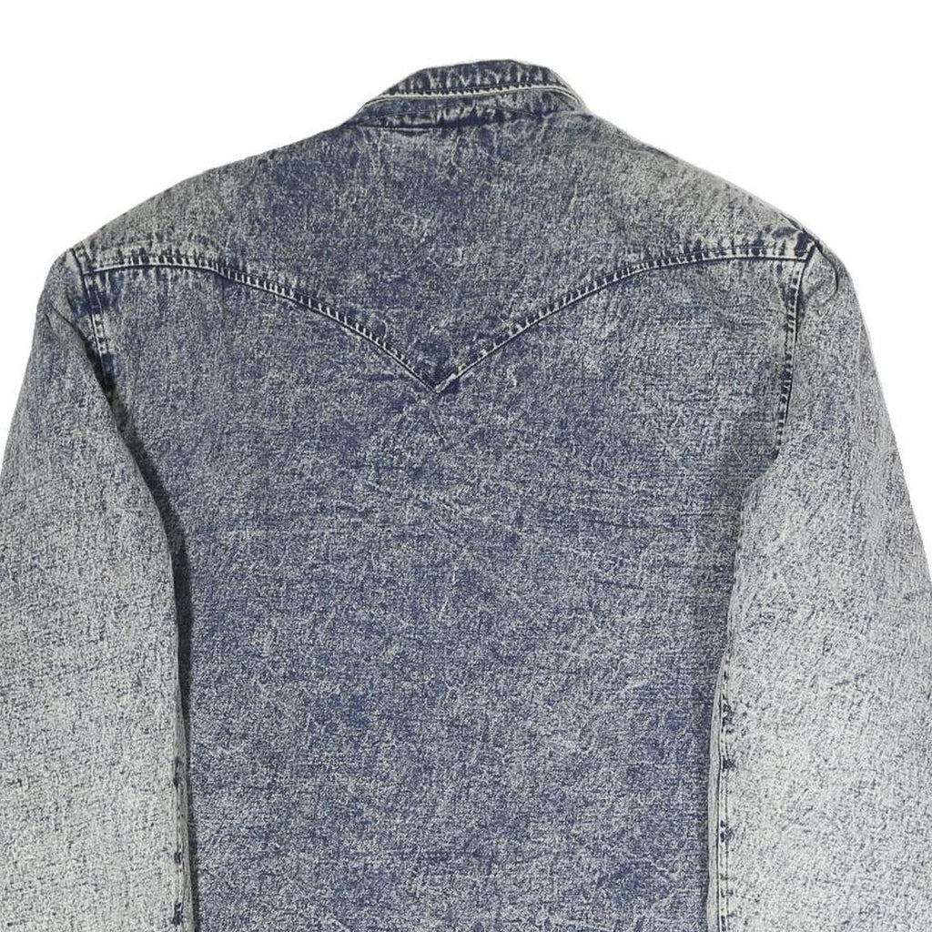 Womens Blue Acid Wash Plain Button Cotton Jacket M Denim Casual Outerwear