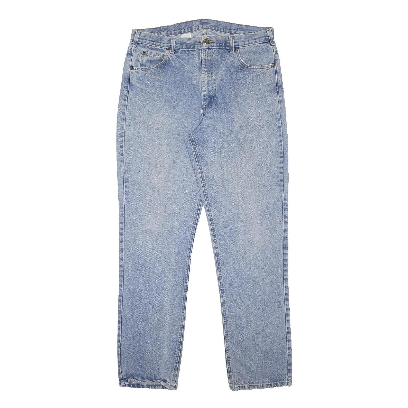 CARHARTT Mens Jeans Light Blue Regular Straight Denim W38 L33 Workwear Zip